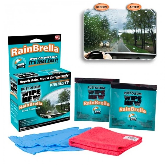 382672712 Рідина для захисту скла від води та бруду Rain Brella (поліфібра 25х25) - Зображення 1