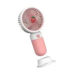 Вентилятор ручний Mini Fan ZB100 акумуляторний з підставкою для телефону Рожевий з білим