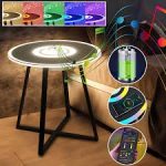 Круглий скляний музичний Bluetooth журнальний столик з RGB підсвічуванням