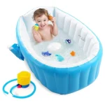 Детская надувная ванночка с подушкой и ножным насосом Intime Baby Bath Tub для купания ребенка со сливом 98X65X28 см - Зображення 9