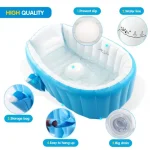 Детская надувная ванночка с подушкой и ножным насосом Intime Baby Bath Tub для купания ребенка со сливом 98X65X28 см - Зображення 10