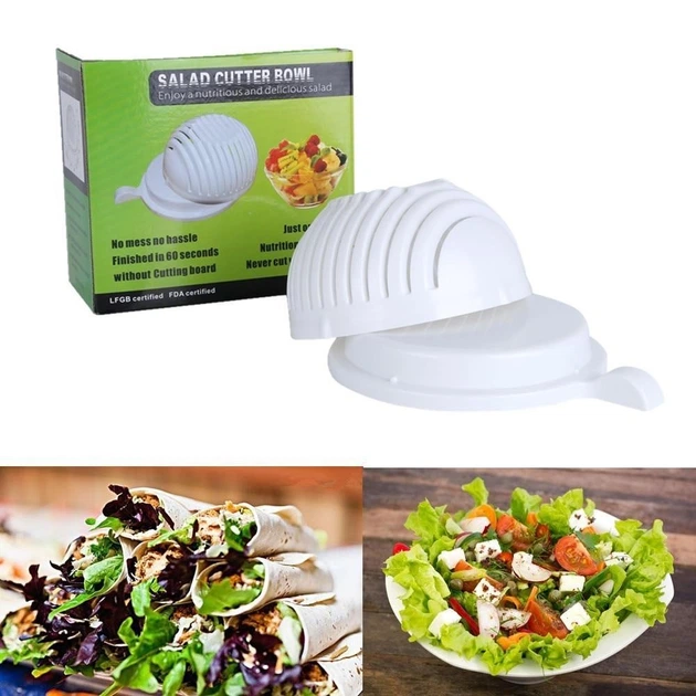 185392799 Овочерізка Cutter Bowl, чаша для швидкої та безпечної нарізки овочів та фруктів, пластикова миска для салату, кухонний аксесуар, можна мити у посудомийній машині - Зображення 1