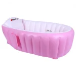 Детская надувная ванночка с подушкой и ножным насосом Intime Baby Bath Tub для купания ребенка со сливом 98X65X28 см - Зображення 3