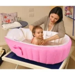 Детская надувная ванночка с подушкой и ножным насосом Intime Baby Bath Tub для купания ребенка со сливом 98X65X28 см - Зображення 7