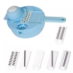 Багатофункціональна овочерізка 12в1 Slicing Master з контейнером та ручкою подрібнювач для овочів та фруктів ножі з нержавіючої сталі Blue - Зображення 3