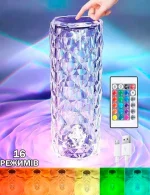 Лампа настільна Led нічник RGB Кристал Роза 16 режимів з пультом Світильник проекційний Світлодіодний з сенсорним датчиком