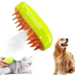 Парова щітка масажер спрей 3 в 1 Pet Spray Massage Brush для вичісування собак та кішок з паровим розпилювачем Жовта