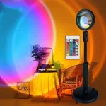 Світильник проекційний Sunset Lamp RGB з пультом на штативі USB проектор атмосферна лампа різнокольорова - Зображення 2