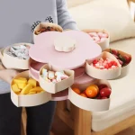 Тарілка-органайзер, що обертається, для закусок фруктів і солодкого Kitchen Boxes двоярусна (блакитна / рожева)