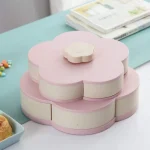 Тарілка-органайзер, що обертається, для закусок фруктів і солодкого Kitchen Boxes двоярусна (блакитна / рожева) - Зображення 3