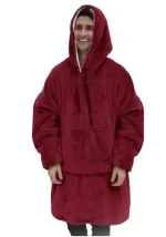 Плед Huggle з капюшоном Ultra Plush Blanket Hoodie Red (Червоний) - Зображення 4