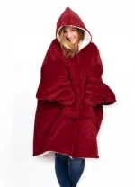 Плед Huggle з капюшоном Ultra Plush Blanket Hoodie Red (Червоний) - Зображення 5