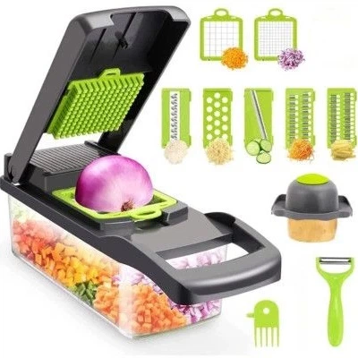644386759 Овочерізка Мультислайсер 14 В 1 Veggie Slicer Із Ситечком Для Нарізки Подрібнення - Зображення 1