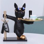 Статуетка собака в окулярах з підставкою в золоті черевики. Фігурка, органайзер французького бульдога для інтер'єру