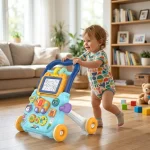 Дитяча каталка-ходунки розвиваючі, 40.5х40х32см, Happy Baby, Рожеві / Дитячі ходунки з ігровою платформою / Толкалка - Зображення 8